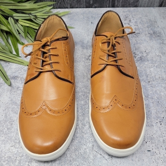 Adolfo | Camel Wingtip Oxford Tie Dress Shoes - Picture 2 of 8